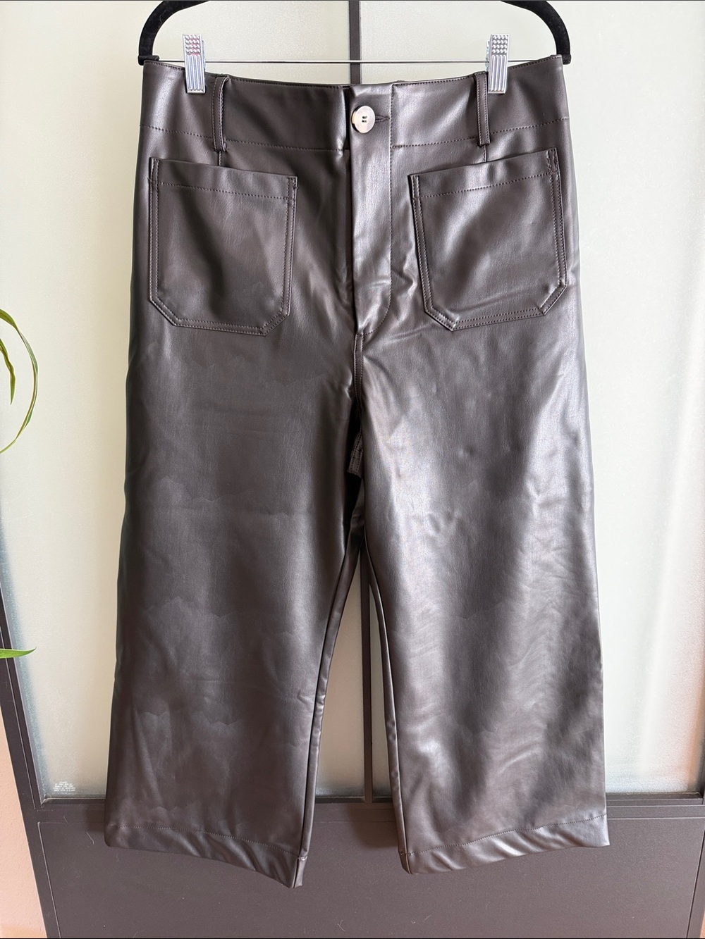 Maeve Faux Leather black Cropped Pants — The Collette